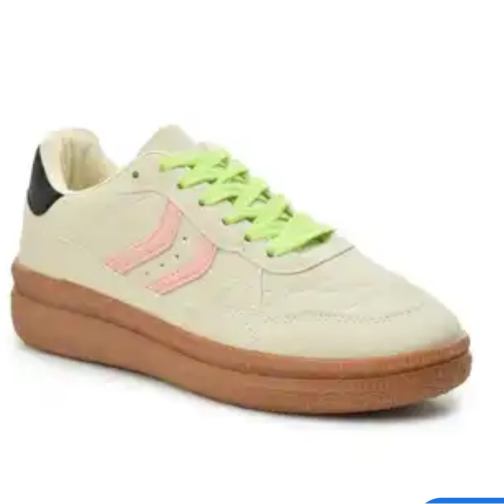 Nicole Miller Womens Sneakers White With Pink & Green Accents Size 8.5 NEW